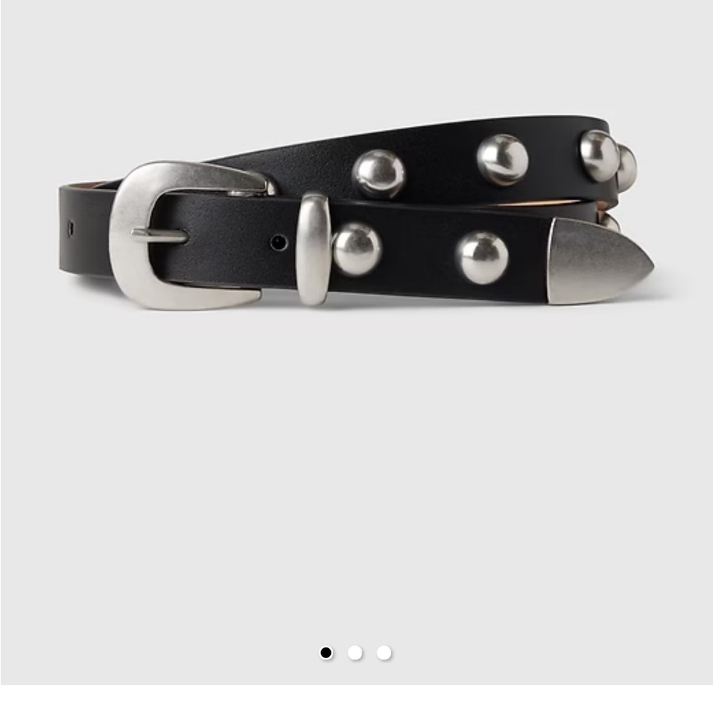 GAP Black Leather Belt with Silver Accents
